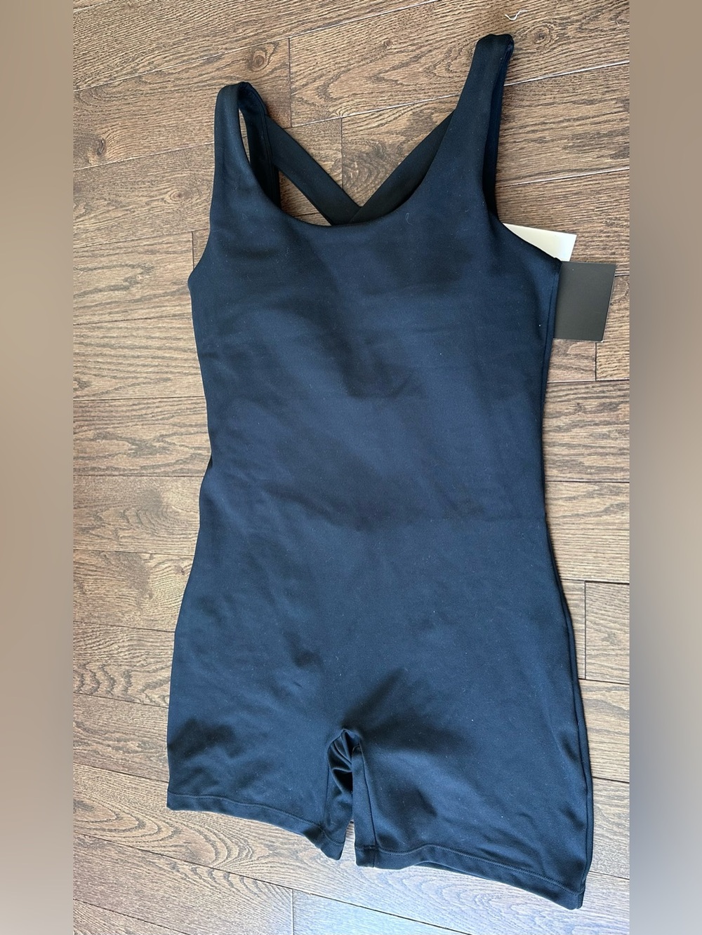 Senita Athletics Black One-Piece‎ Romper Unitard with Cross-Back Straps NWT